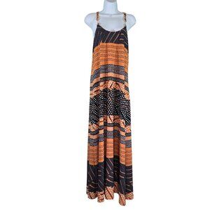 Donna Morgan Size 12 Spaghetti Strap Multicolor Maxi Dress